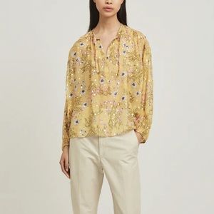 isabel marant yellow silk floral print blouse (size small)